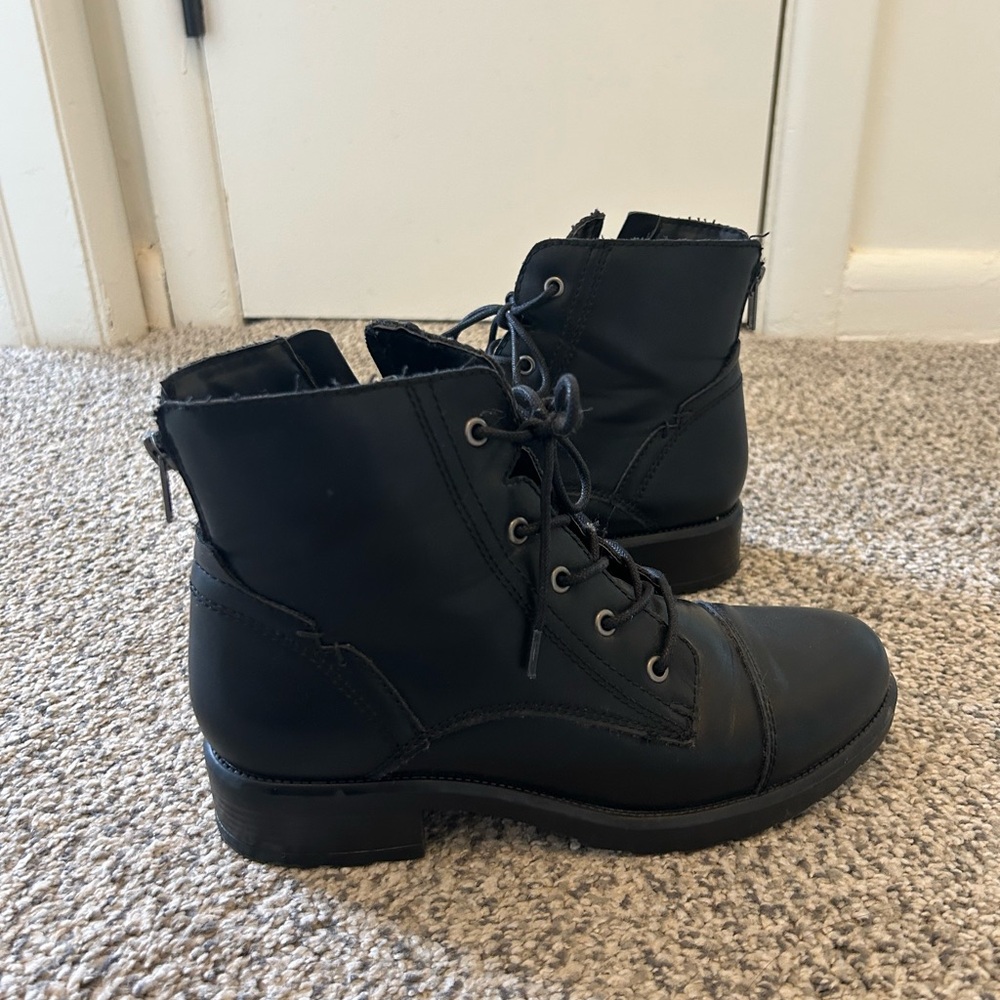 Black Lace-Up Ankle Boots